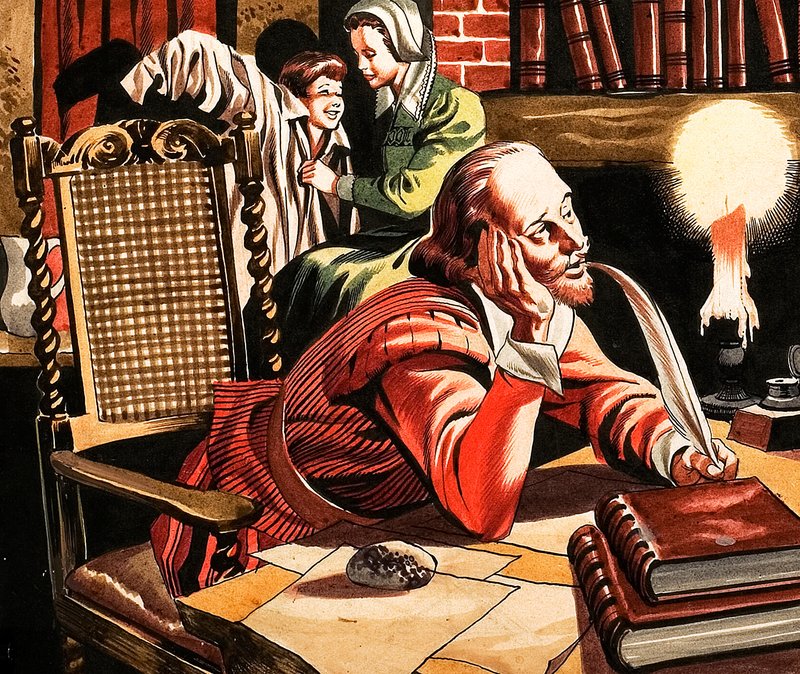 William Shakespearen kirjoittaminen kotona tekijältä Ron Embleton