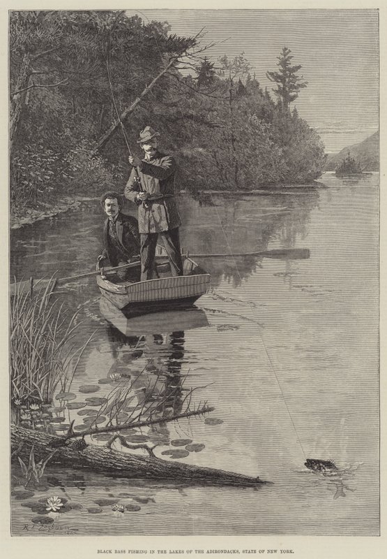 Mustaharven kalastus Adirondacksin järvillä, New Yorkin osavaltio tekijältä Rufus Fairchild Zogbaum