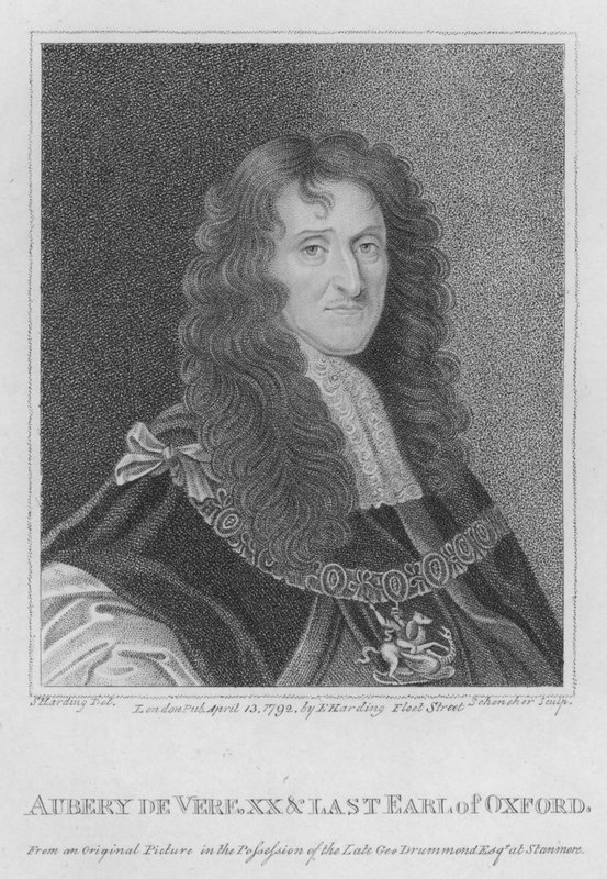 Aubery de Vere, XX ja viimeinen Earl of Oxford (kaiverrus) tekijältä S. (after) Harding