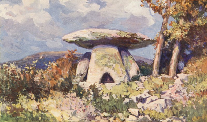 Grandmontin dolmen (värilitografia) tekijältä Sabine Baring Gould