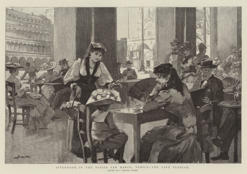 Iltapäivä Piazza San Marcolla, Venetsiassa, Cafe Florianissa tekijältä Samuel Melton Fisher