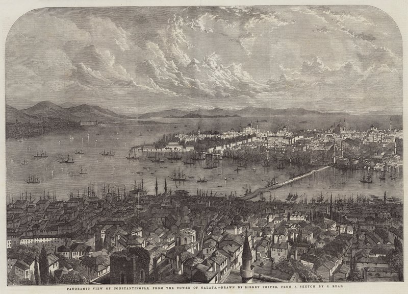 Panoraamanäkymä Konstantinopoliin Galatan tornista tekijältä Samuel Read