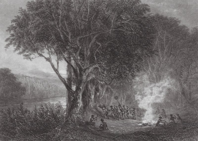 Australia: Murray-joen rannalla (kaiverrus). tekijältä Samuel (after) Prout