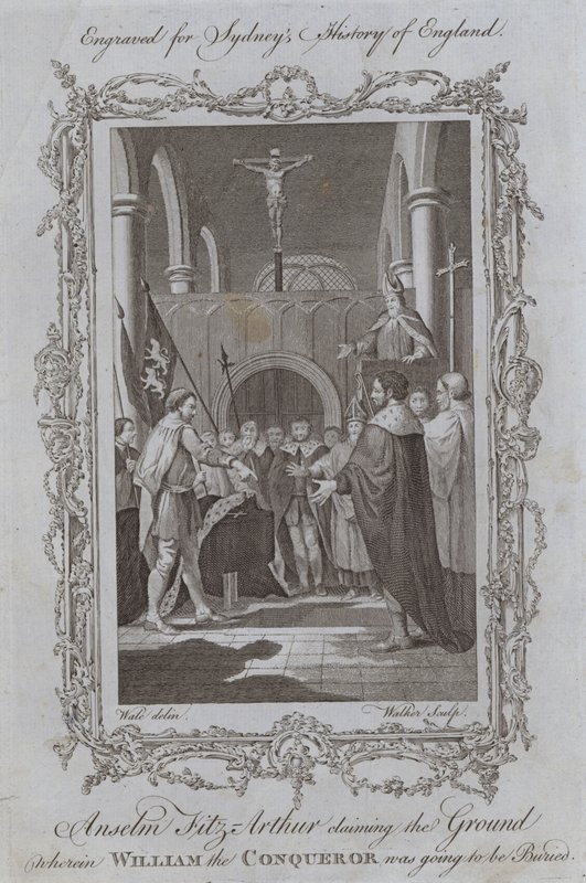 Anselm Fitz-Arthur vaati maan, jonne William Valloittaja haudattiin (kaiverrus) tekijältä Samuel (after) Wale