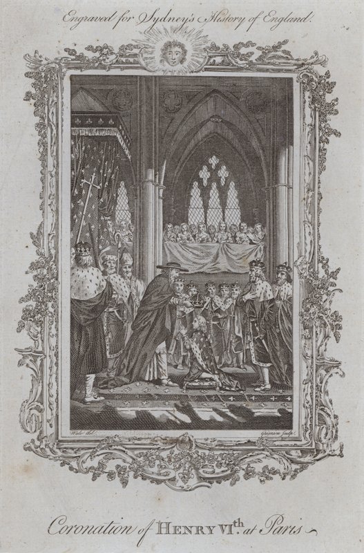 Henrik VI:n kruunaus Pariisissa (kaiverrus) tekijältä Samuel (after) Wale