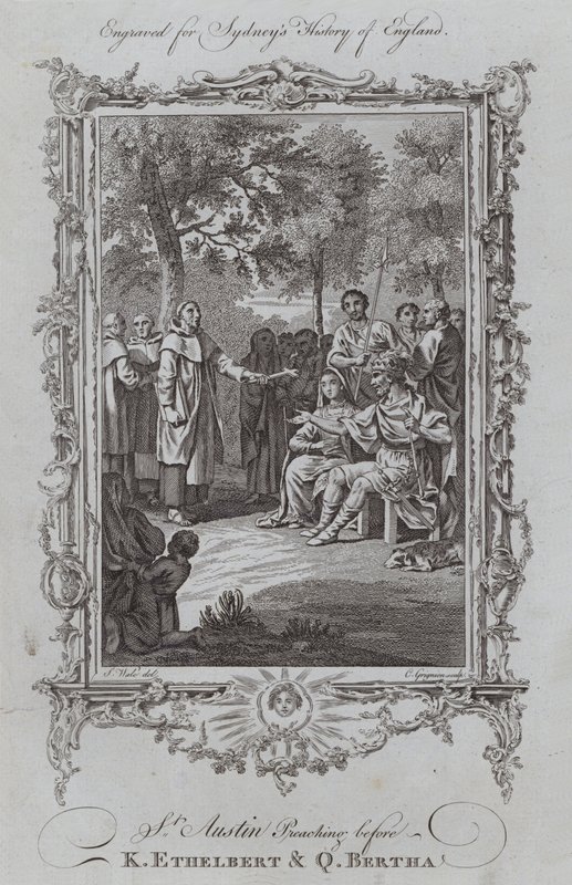 St Austin saarnaa ennen K Ethelbertiä ja Q Berthaa (kaiverrus) tekijältä Samuel (after) Wale