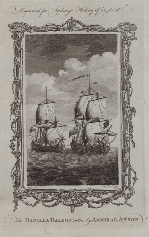 Amiraali Ansonin Manilla Galeon (kaiverrus) tekijältä Samuel (after) Wale