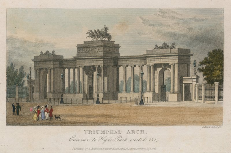Riemukaari, sisäänkäynti Hyde Park Corneriin Lontooseen, pystytetty 1827 tekijältä Samuel Rawle