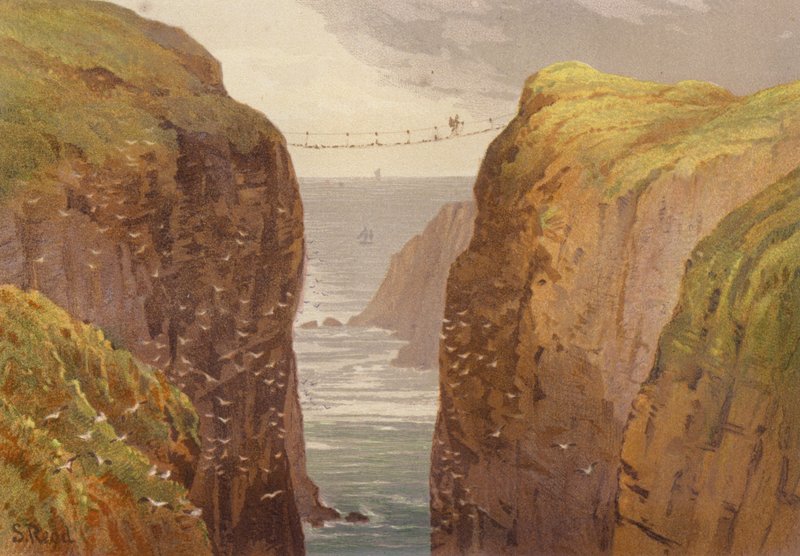 Pohjois-Irlanti, Carrick-a-Rede (väri litho) tekijältä Samuel Read