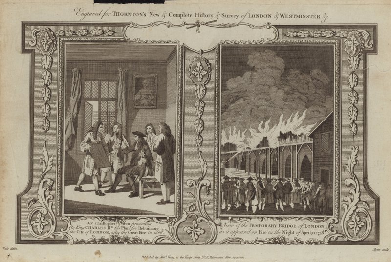 Lontoon tulipalot 1666 ja 1758 tekijältä Samuel Wale