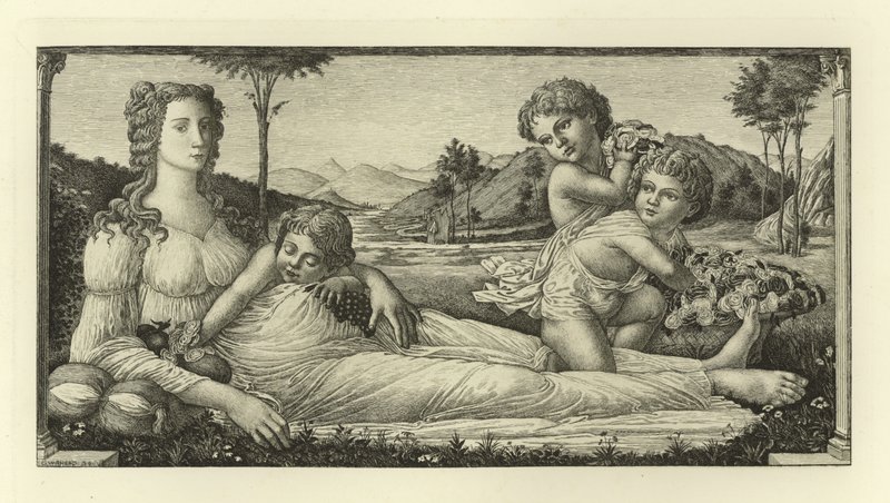 Venus makuuasennossa Cupidon kanssa tekijältä Sandro Botticelli