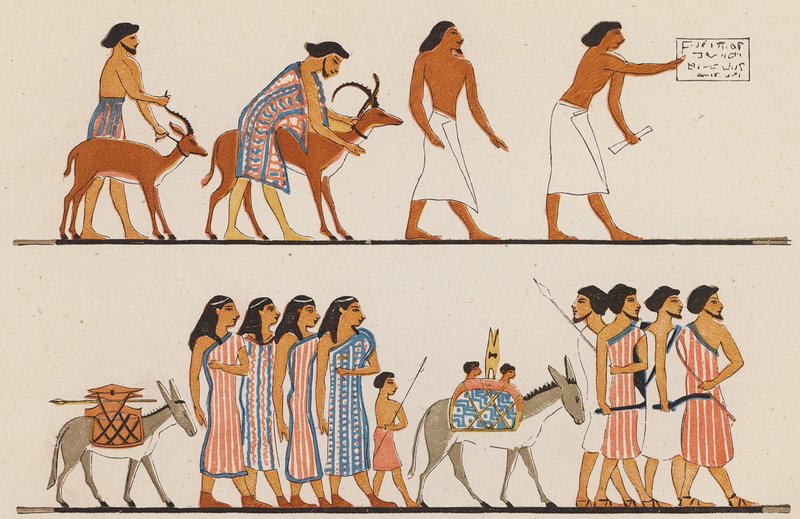Muinaisen Egyptin taide (värilitografia) tekijältä School Egyptian