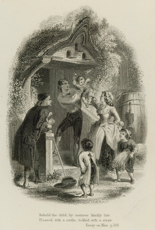 Kohtaus Essee ihmisestä, kirjoittanut Alexander Pope (kaiverrus) tekijältä Scottish School