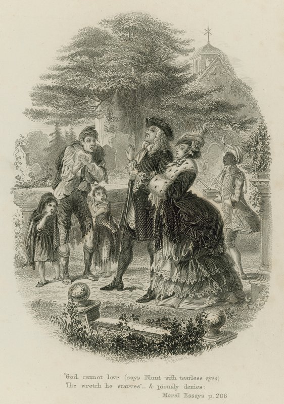 Kohtaus Moral Essaysista, kirjoittanut Alexander Pope (kaiverrus) tekijältä Scottish School