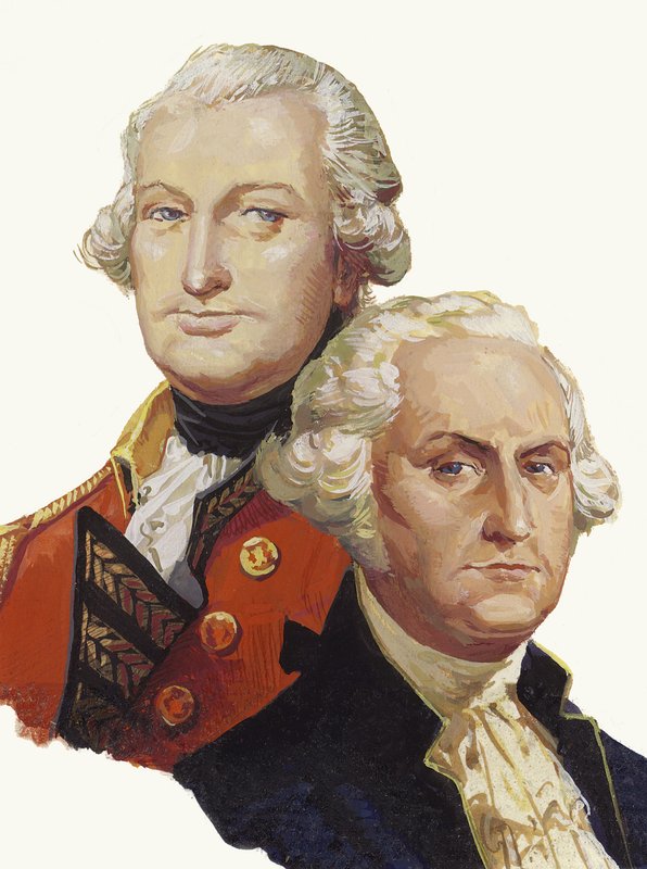 Lordi Cornwallis ja George Washington (guassi paperille) tekijältä Severino Baraldi
