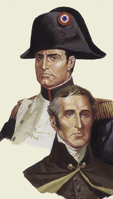 Napoleon ja Wellington (guassi paperille) tekijältä Severino Baraldi
