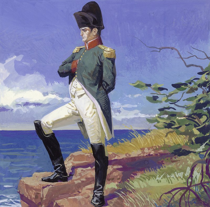 Napoleon maanpaossa Helenan saarella (guassi paperille) tekijältä Severino Baraldi