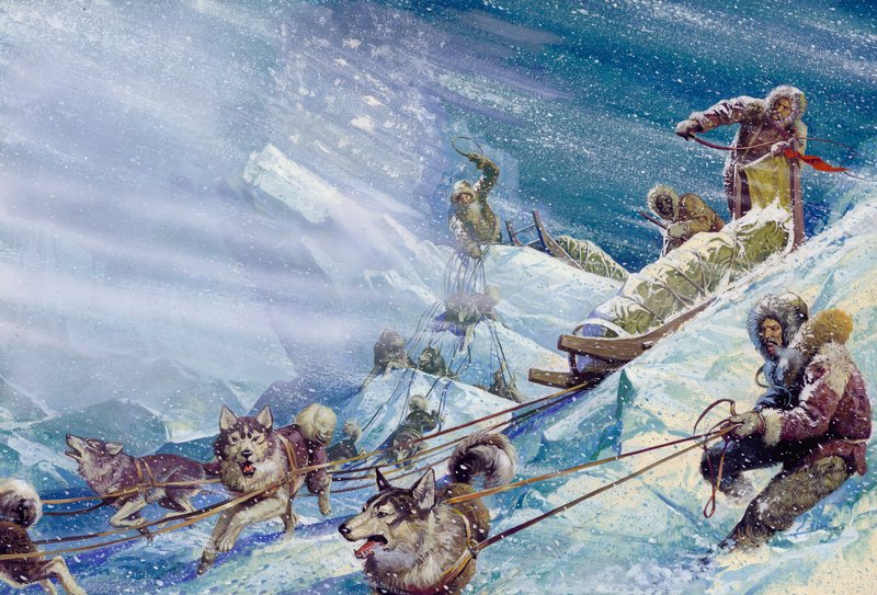 Robert Pearyn retkikunta pohjoisnavalle (guassi paperille) tekijältä Severino Baraldi
