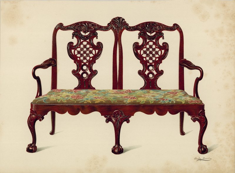 Settee, Miss Millsin omaisuus (chromolitho) tekijältä Shirley Charles Llewellyn Slocombe