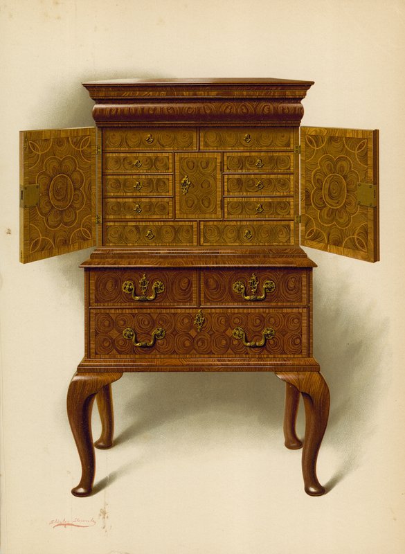 Walnut Cabinet, Edward Dentin omaisuus (chromolitho) tekijältä Shirley Charles Llewellyn Slocombe