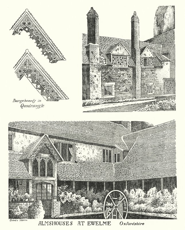 Almshouses at Ewelme, Oxfordshire (kaiverrus) tekijältä Sidney Heath