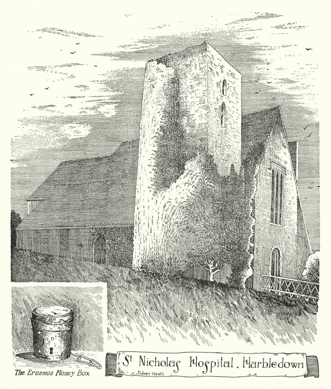 St Nicholasin sairaala, Harbledown (kaiverrus) tekijältä Sidney Heath