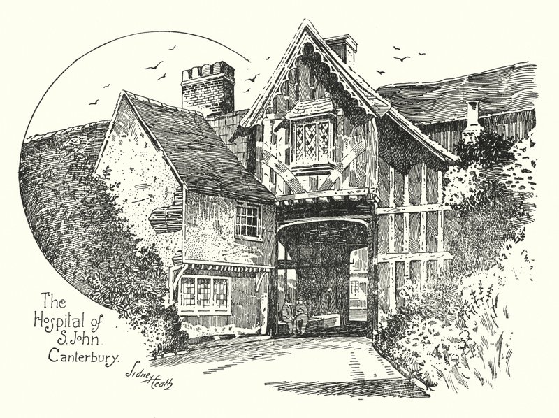 S Johnin sairaala, Canterbury (kaiverrus) tekijältä Sidney Heath