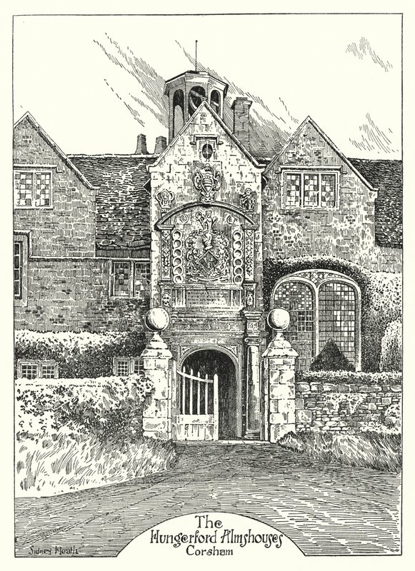 Hungerford Almshouses, Corsham (kaiverrus) tekijältä Sidney Heath