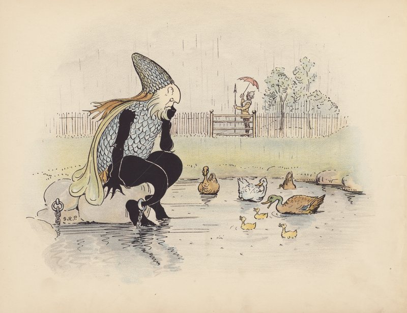 S Rosamond Praegerin kuvitus sarjaan Little Twin Dragons (värilitografia). tekijältä Sophia Rosamond Praeger