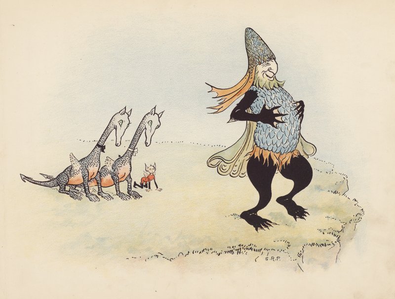 S Rosamond Praegerin kuvitus sarjaan Little Twin Dragons (värilitografia). tekijältä Sophia Rosamond Praeger