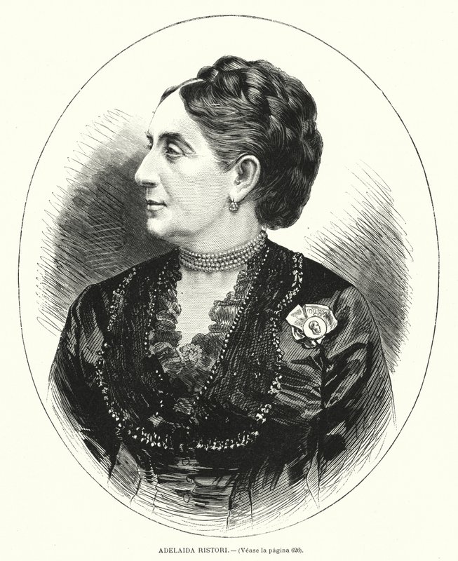 Adelaide Ristori, italialainen näyttelijä (litho) tekijältä Spanish School