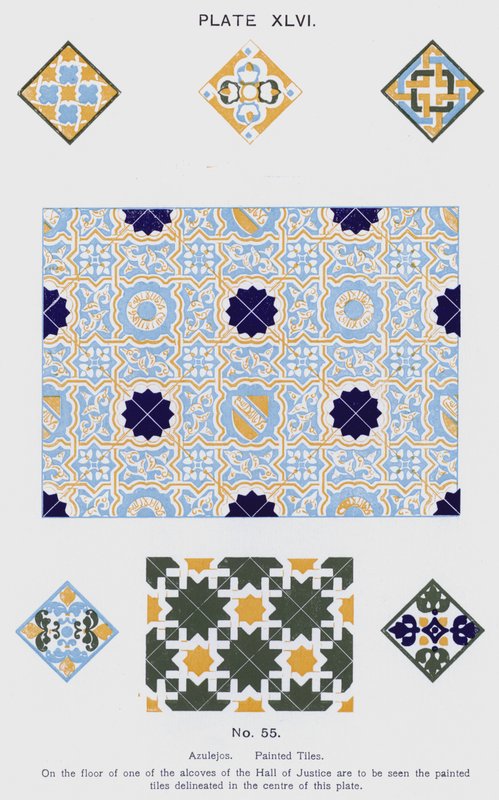 Azulejos, Maalatut laatat (väri litho) tekijältä Spanish School
