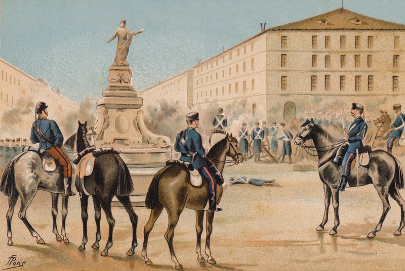 Vapauden vapaaehtoisten aseistariisunta, Zaragoza, Espanja, 1874 tekijältä Spanish School