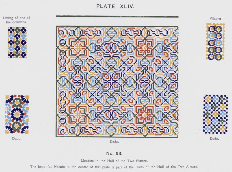 Mosaiikit kahden sisaren salissa (väri litho) tekijältä Spanish School