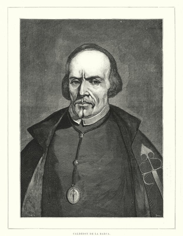 Pedro Calderon de la Barca, espanjalainen sotilas, pappi ja kirjailija (litho) tekijältä Spanish School