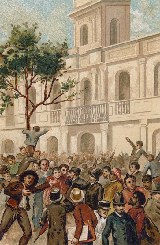Kapina Argentiinan presidentti Juarez Celmania vastaan, Buenos Aires, 1890 tekijältä Spanish School