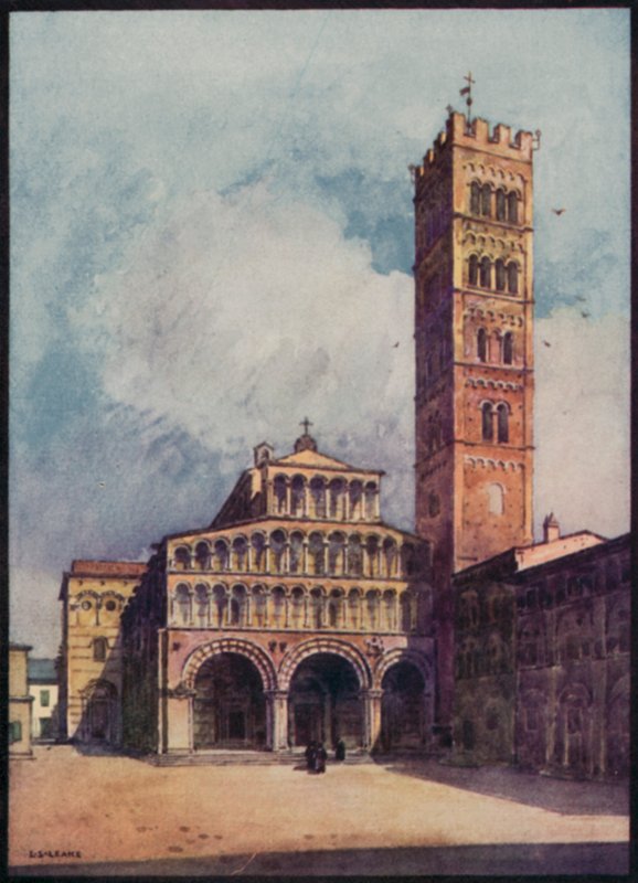 Italian katedraalit: Luccan katedraali (väri litho) tekijältä Stafford Leake
