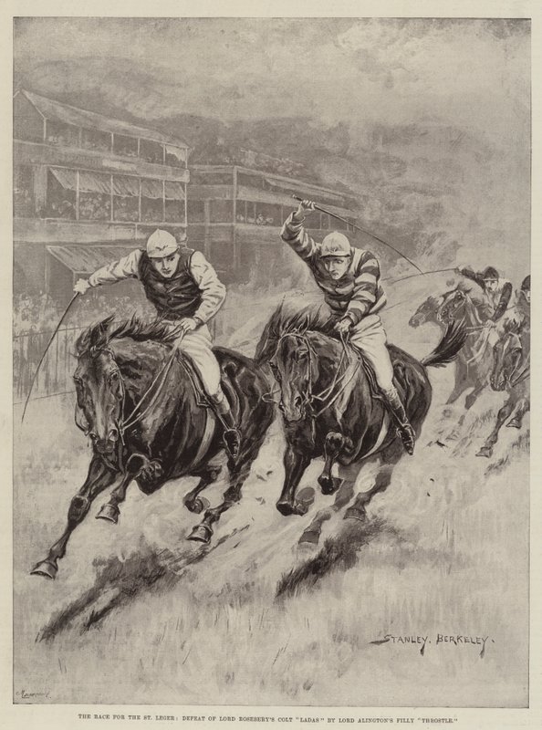 The Race for the St Leger, Lord Alington Filly Throstlen lordi Roseberys Colt Ladasin tappio tekijältä Stanley Berkeley