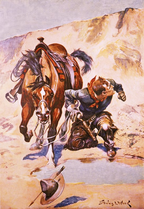 Intiaanien jahtaama cowboy. tekijältä Stanley L. Wood