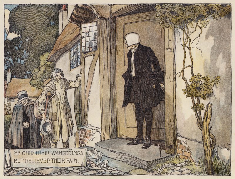 Oliver Goldsmithin kuvitus elokuvaan The Deserted Village (värilitografia). tekijältä Stephen Reid