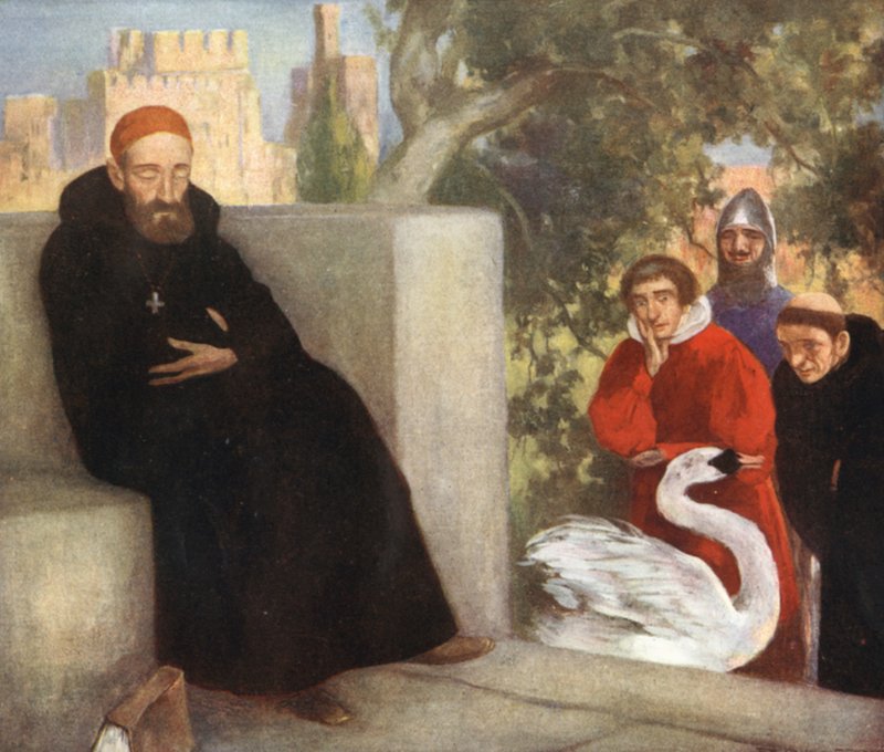 Saint Hugh Lincoln ja Joutsen (väri litho) tekijältä Stephen Reid