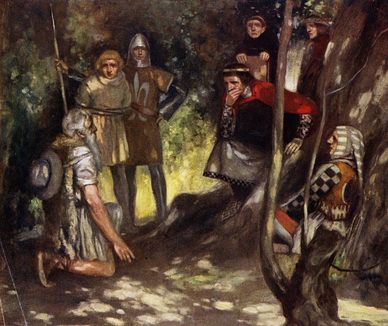 Saint Louis Ranskalainen Vincennesin metsässä (väri litho) tekijältä Stephen Reid