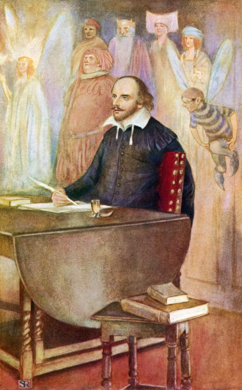 Shakespeare ja jotkut hänen mielikuvituksensa kuolemattomista olennoista (värilitho) tekijältä Stephen Reid