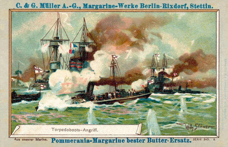 Torpedovenehyökkäys (chromolitho) tekijältä Stoewer Willy