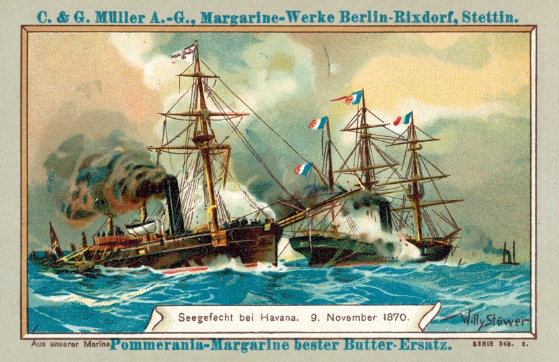 Meritaistelu Havannassa, 9. marraskuuta 1870 (chromolitho) tekijältä Stoewer Willy