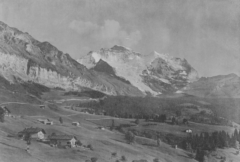 Jungfrau, Näkymä otettu Wengenistä (m/w kuva) tekijältä Swiss Photographer