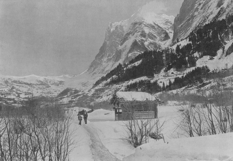Talvimaisema Grindelwaldissa ja Wetterhornissa (m/w kuva) tekijältä Swiss Photographer