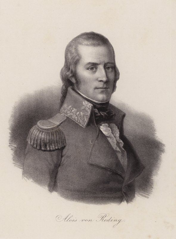 Alois von Reding, sveitsiläinen sotilasupseeri, vallankumouksellinen ja poliitikko (kaiverrus) tekijältä Swiss School