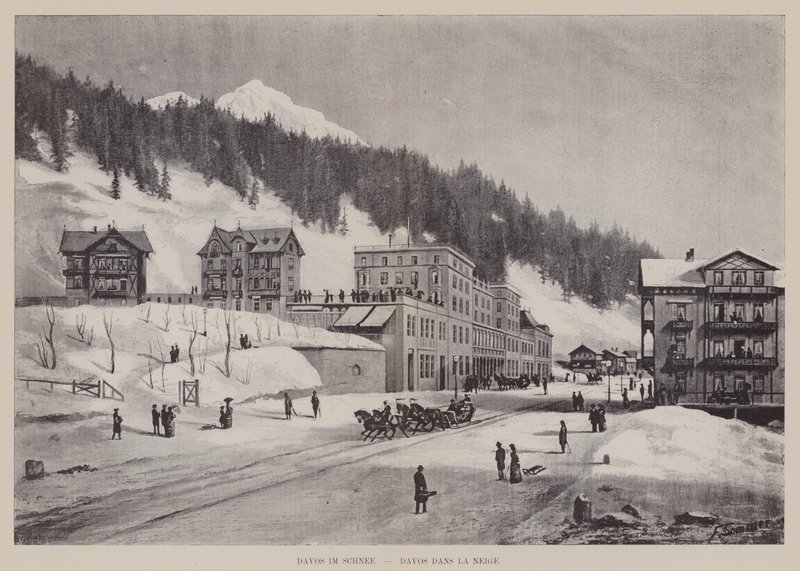 Davos im Schnee, Davos lumessa (litho) tekijältä Swiss School