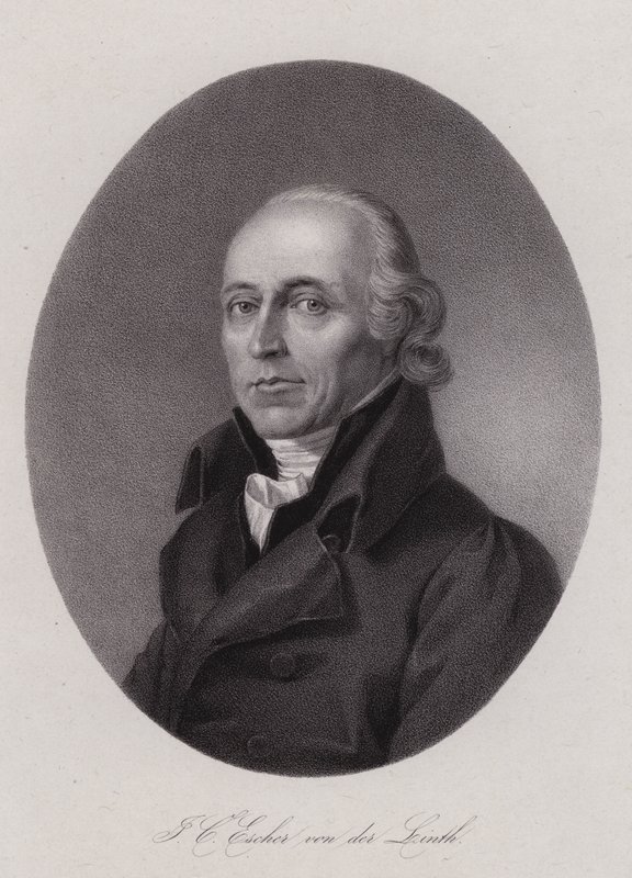 Hans Conrad Escher von der Linth, sveitsiläinen tiedemies, taiteilija ja poliitikko (kaiverrus) tekijältä Swiss School